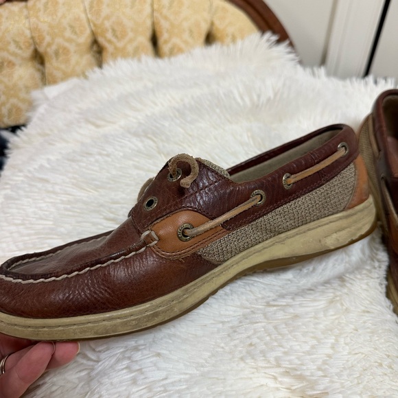 Sperry Women's Boat Shoes Sz 8.5 M Tan Leather Deck Loafers Comfort Outdoor - Picture 3 of 5